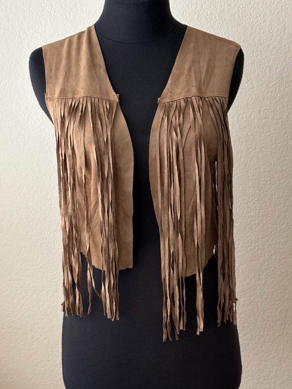 Roommates Faux Suede Fringe Vest S Western Boho Cowgirl Festival